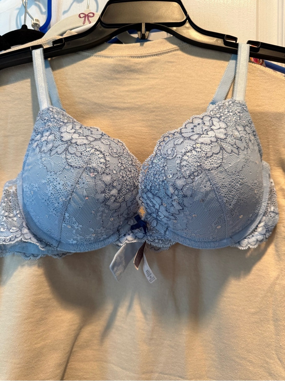 Light Blue Lace Push-Up Bra - Women Intimates